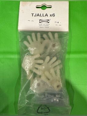 IKEA, Vintage,  White Translucent Hand-Shaped Draw Pulls- Pack of 6
